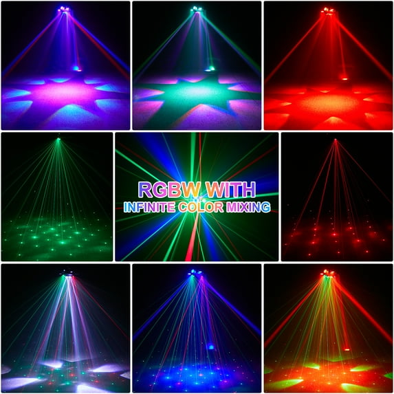 200W 6 Arms Moving Head DJ Lights, Bee Eye DMX RGBW LED Stage Lights Show Disco Party Beam Lighting