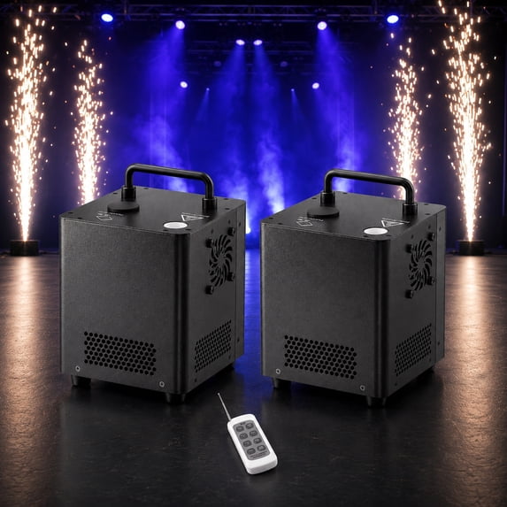 JAJALUYA 2PCS 500W Cold Spark Machine Mini Sparkler Machine DMX512 Firework Machine 3-16ft Adjustable for Wedding Stage Party DJ Disco,Black