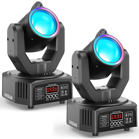 Wondnuga 2Pack Mini Moving Head Stage Lighting with RGBW LED String DMX 512 Beam DJ Light for Disco Club Party