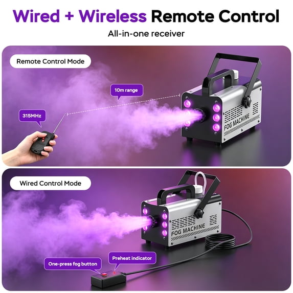 JAJALUYA 400W Fog Machine RGB LED Halloween Smoke Machine Stage Lighting Effect with Remote Control Fog Machine for Party Halloween Wedding DJ Show Concert Bar