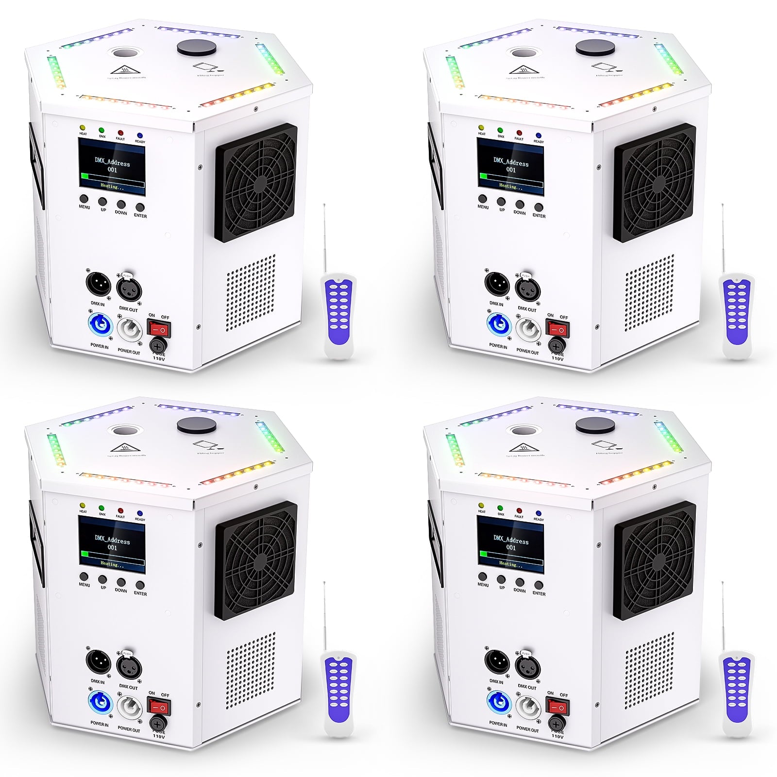 4Pack 1200W RGB LED Cold Spark Machine Firework Machine Stage Effect DMX for Wedding Party (White)
