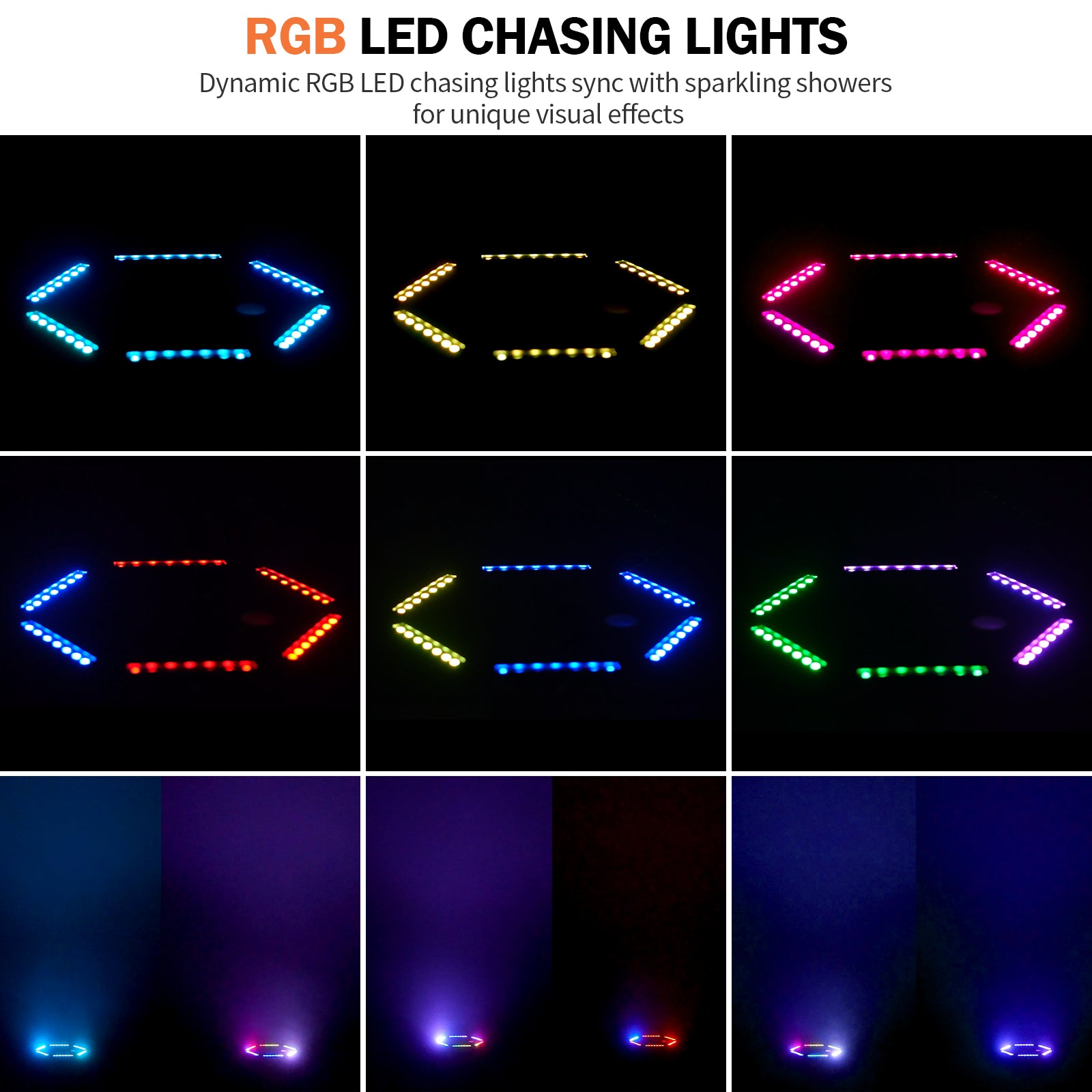 2Pack 1200W RGB LED Cold Spark Machine Firework Machine Stage Effect DMX for Wedding Party (White)