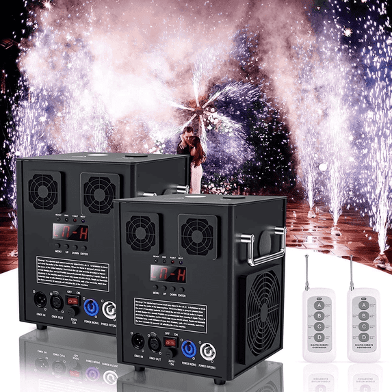 Wondnuga 700W Cold Spark Machine DMX512 Firework Machine Flame Machine 3-16ft Adjustable for Wedding Stage Party DJ Disco,Black 1Pack