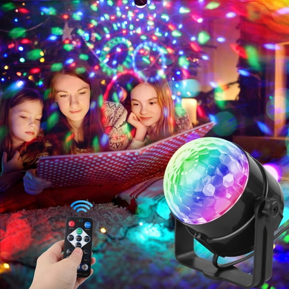 JAJALUYA Disco Ball Light - Sound Activated DJ Party Light w/ Remote, Black - Stage, KTV Lighting