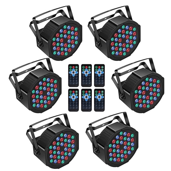 JAJALUYA 6Pack Stage Lights 36 LED Par Lights with Wireless Remote Sound Activated DMX Control for DJ Party Effect Lighting