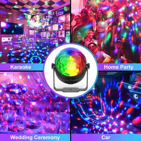 JAJALUYA Disco Ball Light - Sound Activated DJ Party Light w/ Remote, Black - Stage, KTV Lighting