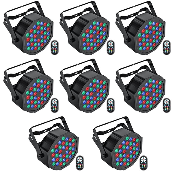 JAJALUYA 8Pack Stage Lights 36 LED Par Lights with Wireless Remote Sound Activated DMX Control for DJ Party Effect Lighting
