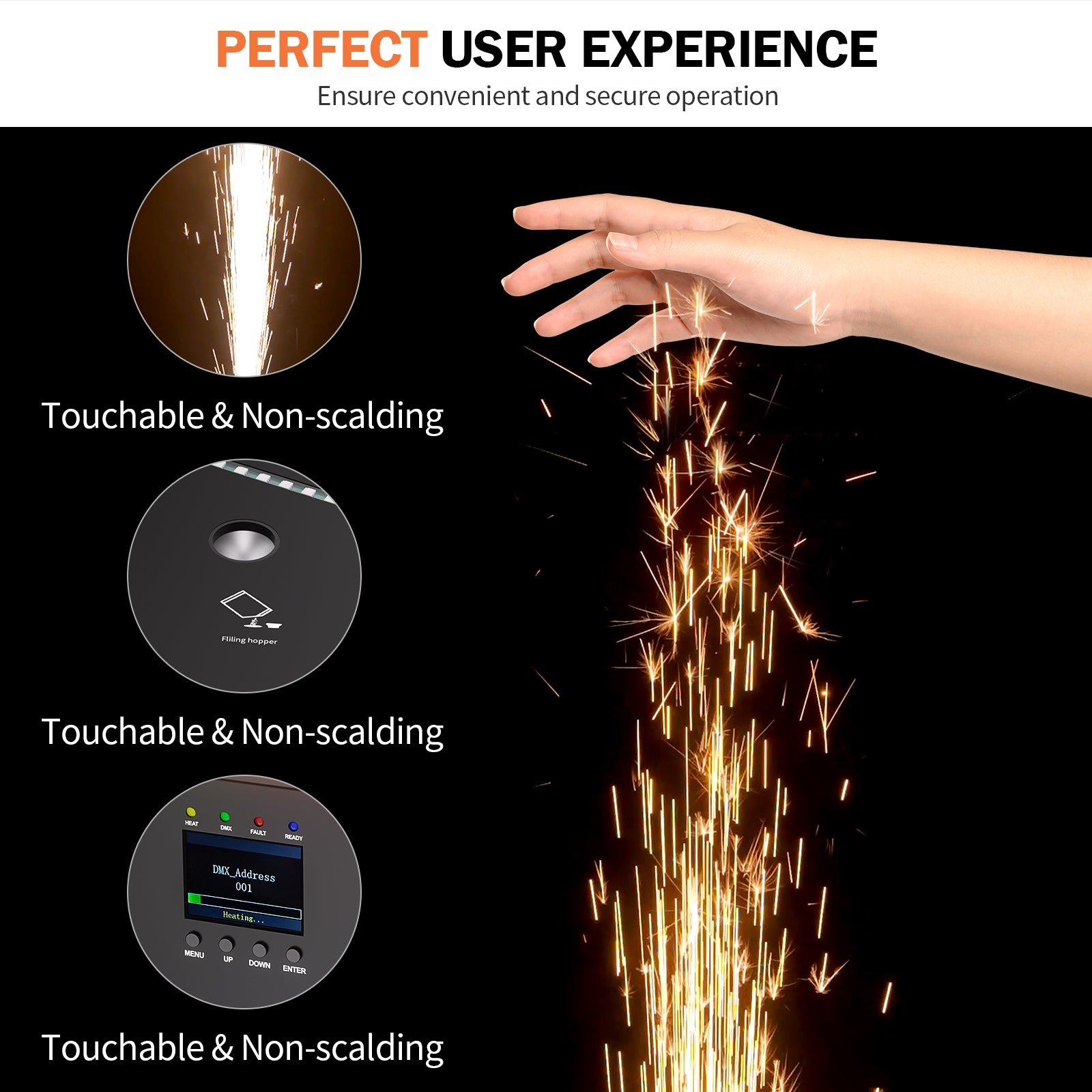 2Pack 1200W RGB LED Cold Spark Machine Firework Machine Stage Effect DMX for Wedding Party (White)