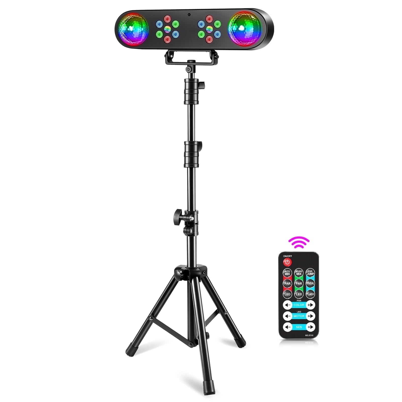 Mini DJ Light with Stand- Tripod - RGB Sound-Activated Remote Control for Party/Stage/Wedding/Parties