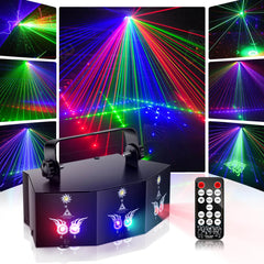 RGB Laser + White Strobe Light Stage Effect Lighting 7CH DMX Sound Control