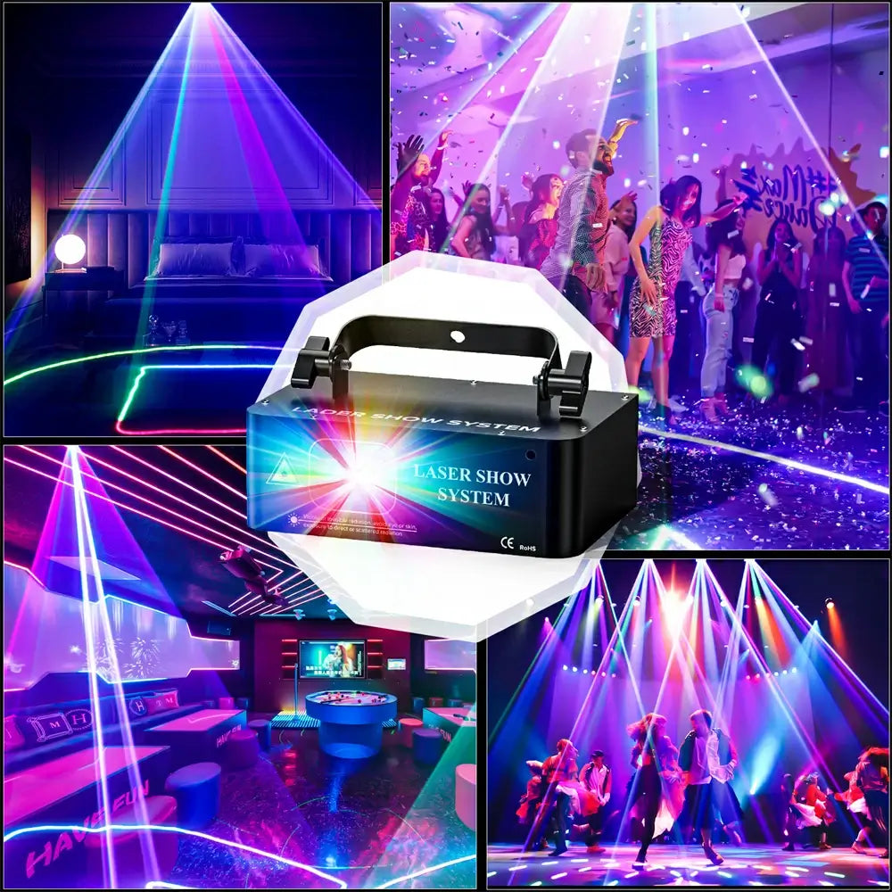 DMX512 LED Indoor Stage Lights RGB Laser Scanner Beam Effect Stage Light Sound Activated Bedroom Laser Projector Lighting Show