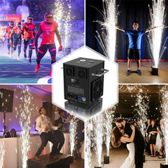 （Black）Cold Spark Machine Stage Equipment Special Effect Machine with Wireless Remote Control Smart DMX Control
