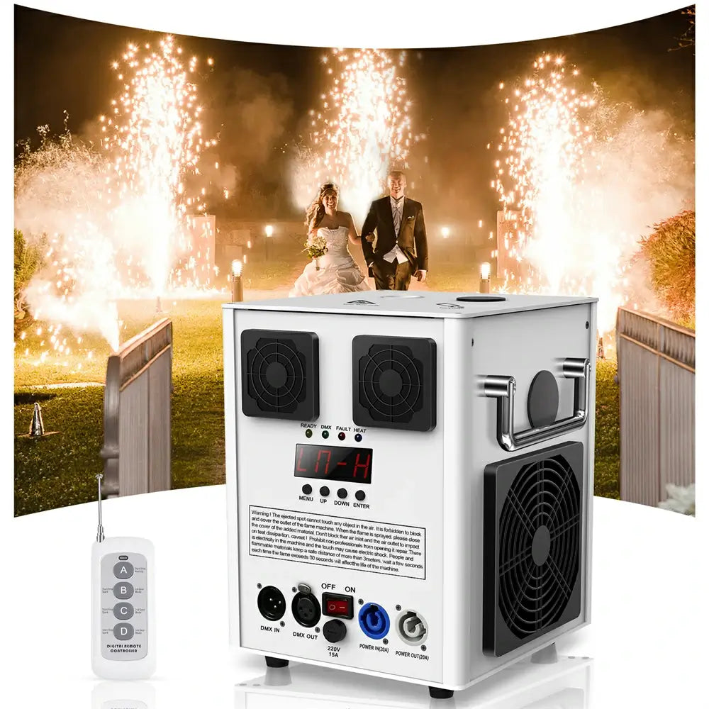 (White)Cold Spark Machine Stage Equipment Special Effect Machine with Wireless Remote Control Smart DMX Control