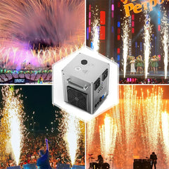 (Silver)Cold Spark Machine Stage Equipment Special Effect Machine with Wireless Remote Control Smart DMX Control