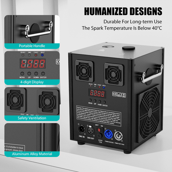 700W Cold Spark Machine DMX512 Firework Machine 3-16ft Adjustable for Wedding Stage Party DJ Disco,Black 4 Pack