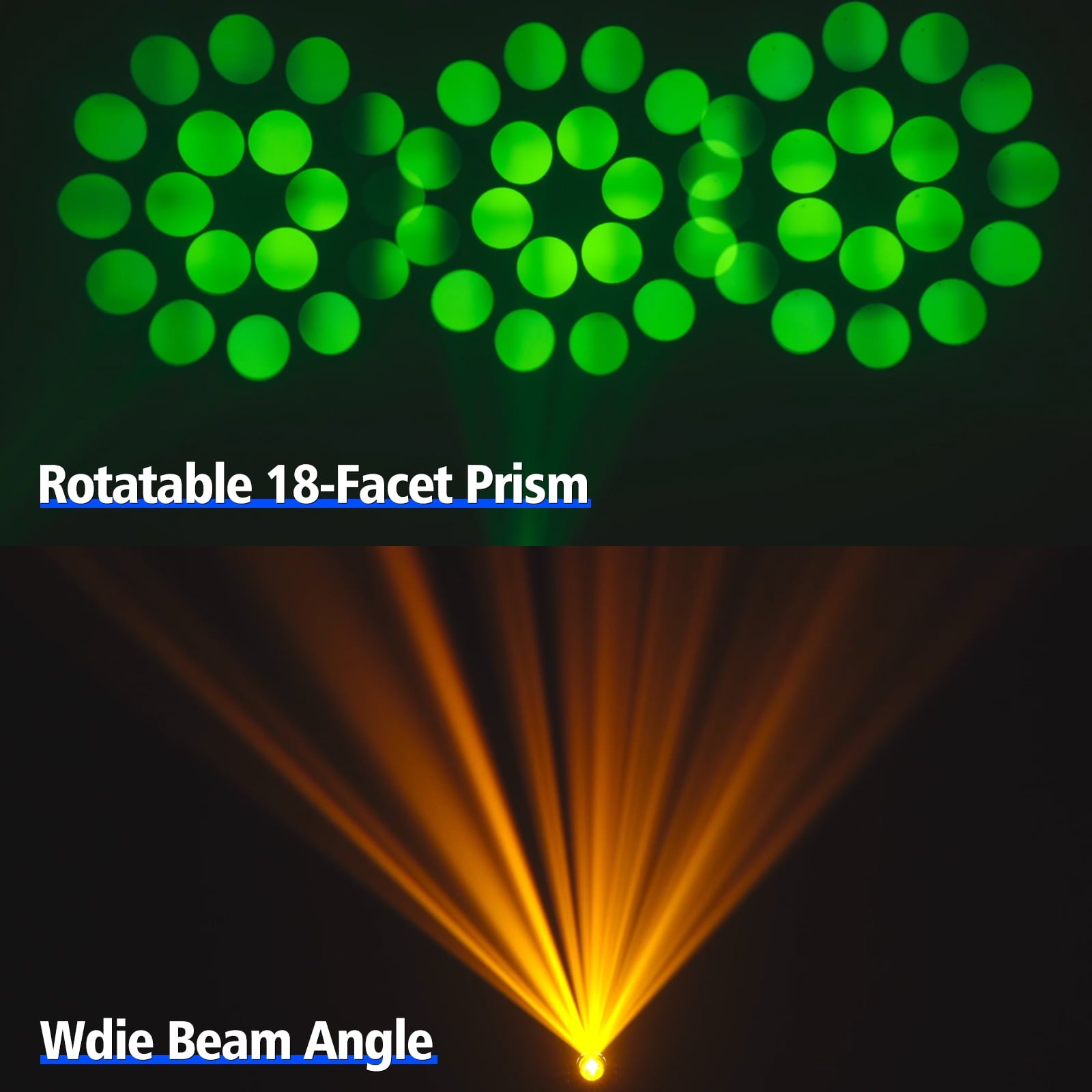 4 Pack COB LED Moving Head Stage Light with Flight Case, 18 Prism 8500K Gobo DJ Light for Club Disco Party Halloween