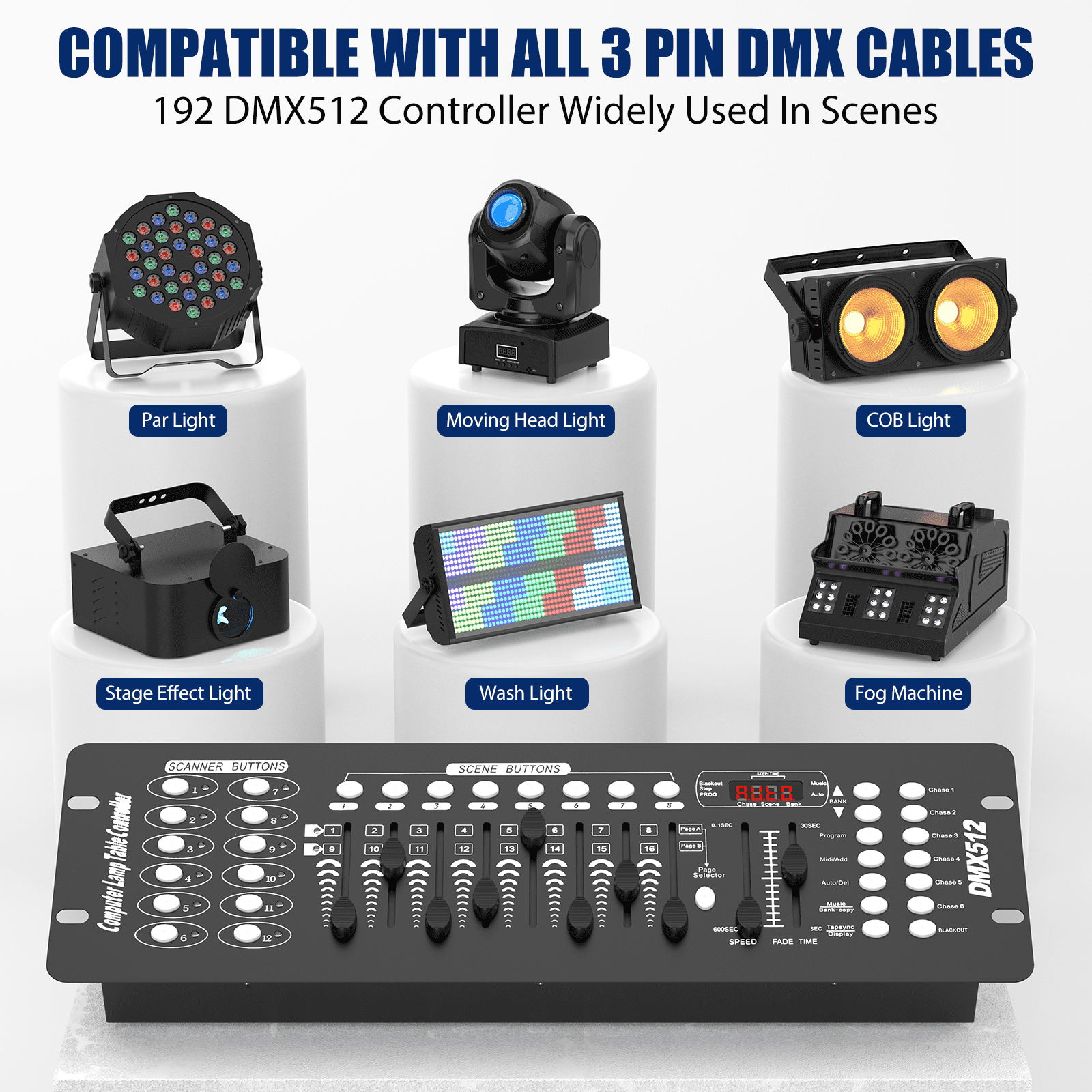DMX Controller 192 Channel for DJ Lights and Moving Head Stage Lights, Black