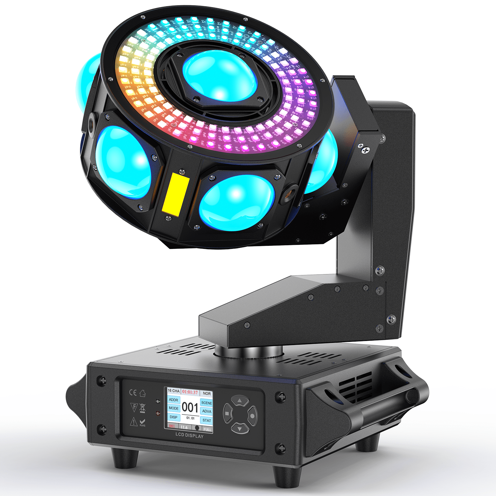 2Pack 160W RGBW LED Moving Head Beam Light w/ DMX512 & Sound Control, 540° Rotation for Stage/Club