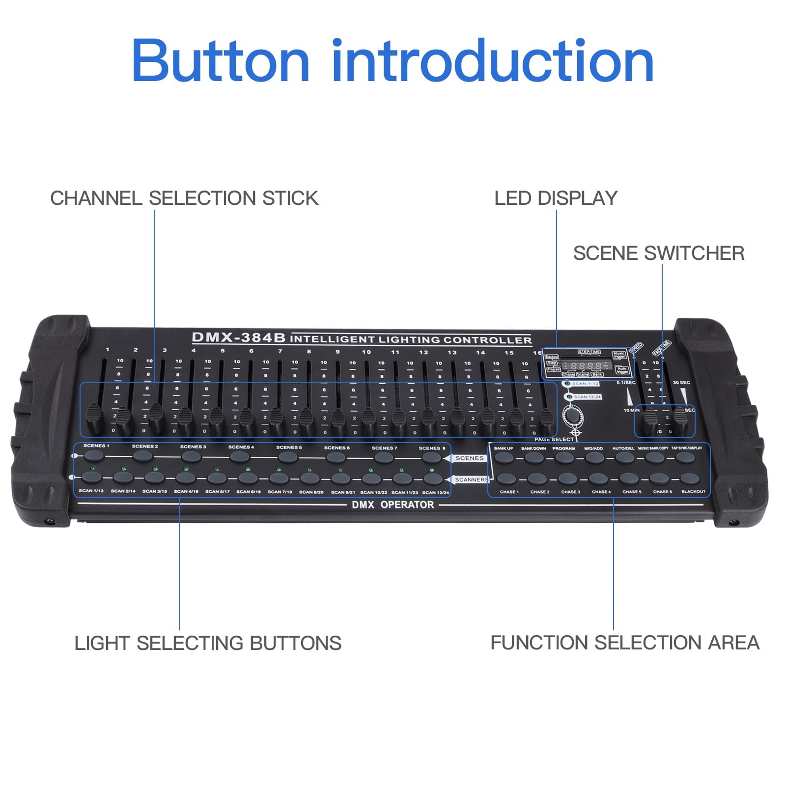 DMX 512 Stage DJ Light Controller Lighting, DMX and MIDI Operator 384 Channel Light Controller for Party Disco KTV Bars