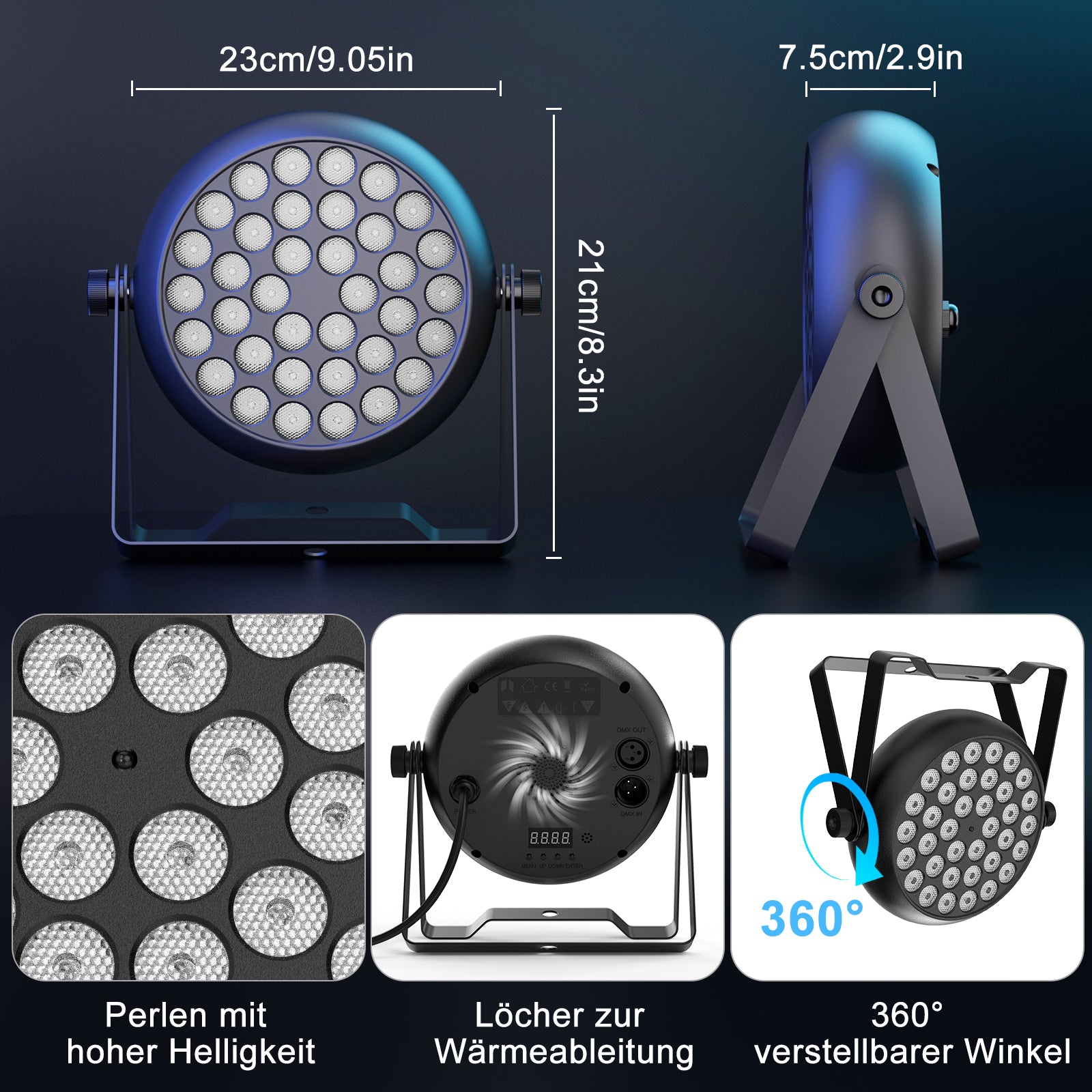 4 Pack 36-LED RGB Par Lights - Sound Active/DMX/Remote Control for DJ, Wedding, Stage & Event Lighting