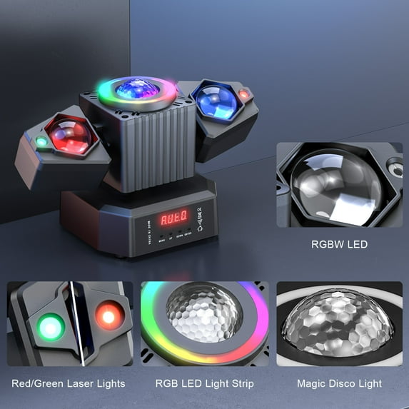 4Packs 2-Arm Moving Head Light 105W RGBW LED Disco Stage Lighting Beam DMX for Party DJ