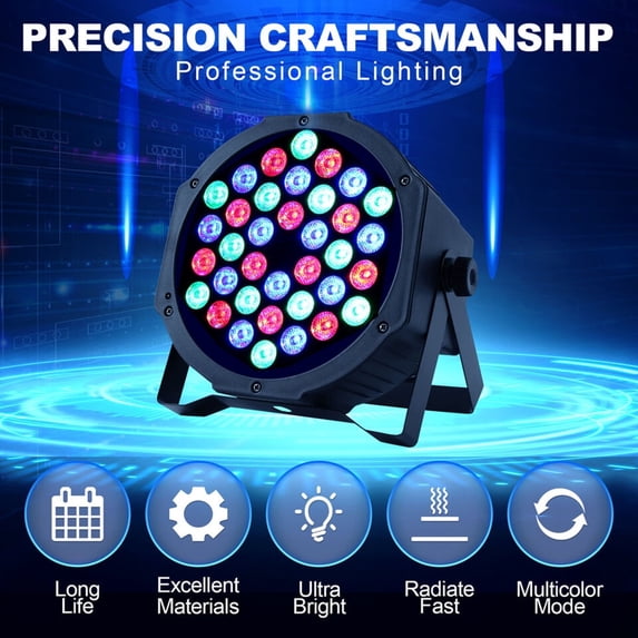 JAJALUYA 6Pack Stage Lights 36 LED Par Lights with Wireless Remote Sound Activated DMX Control for DJ Party Effect Lighting