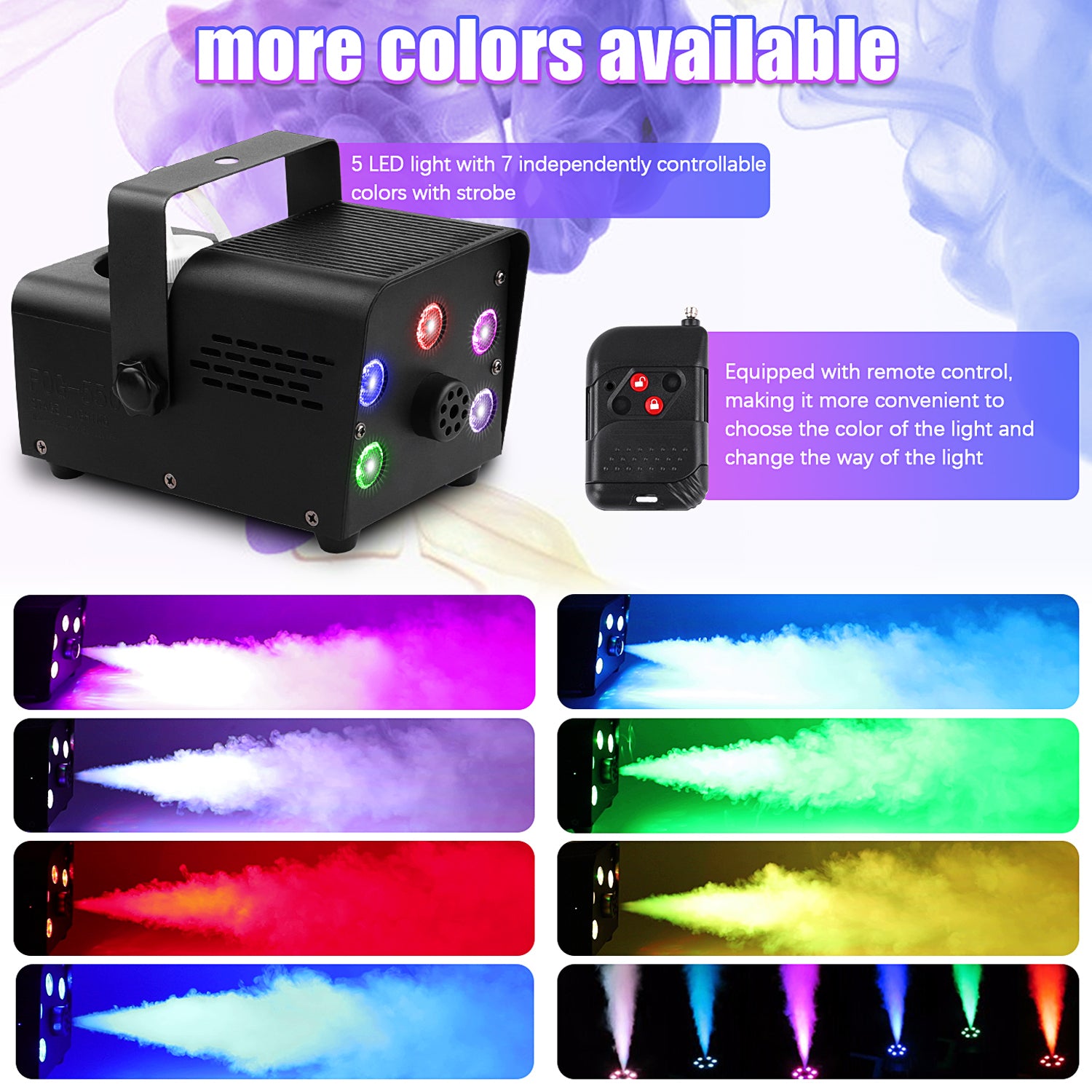 550W Fog Machine 3-in-one RGB Light Beads Smoke Machine Remote Control for Party Wedding