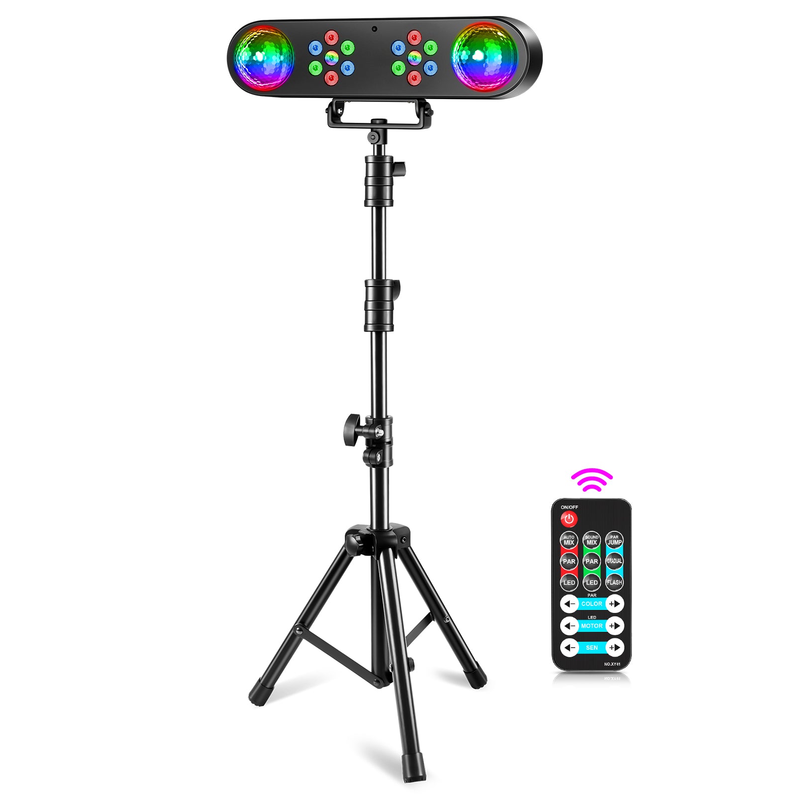 Mini DJ Lights with Stand, RGB Party Bar Light Set with Rotating Ball, Sound-Activated DJ Light for Disco Stage Gig Band Wedding