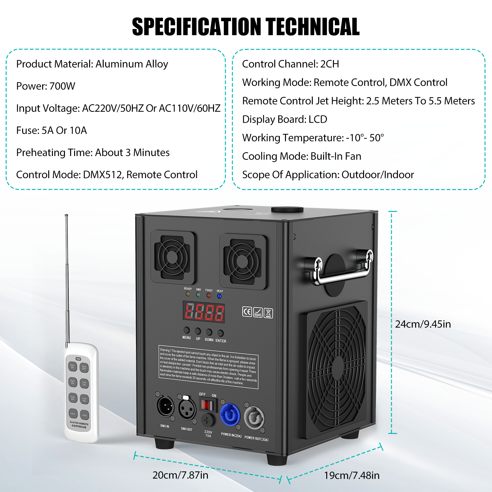2 PCS 700W Cold Spark Machine DMX512 Firework Machine 3-16ft Adjustable for Wedding Stage Party DJ Disco,Black