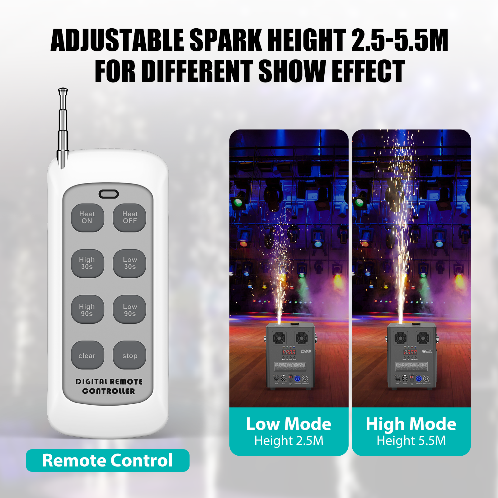 2 PCS 700W Cold Spark Machine DMX512 Firework Machine 3-16ft Adjustable for Wedding Stage Party DJ Disco,Black