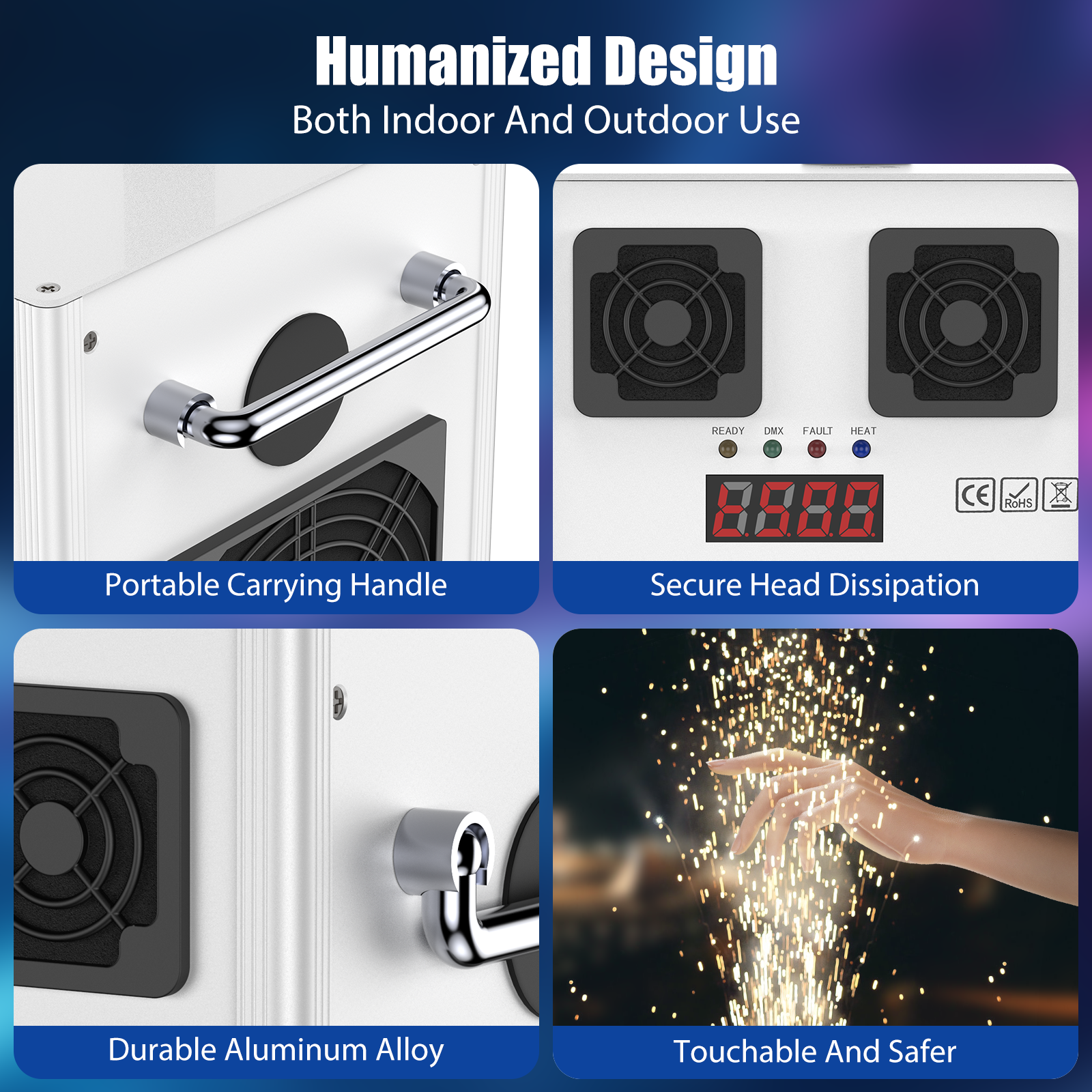 2PCS 700W Cold Spark Machine DMX512 Firework Machine 3-16ft Adjustable for Wedding Stage Party DJ Disco,White