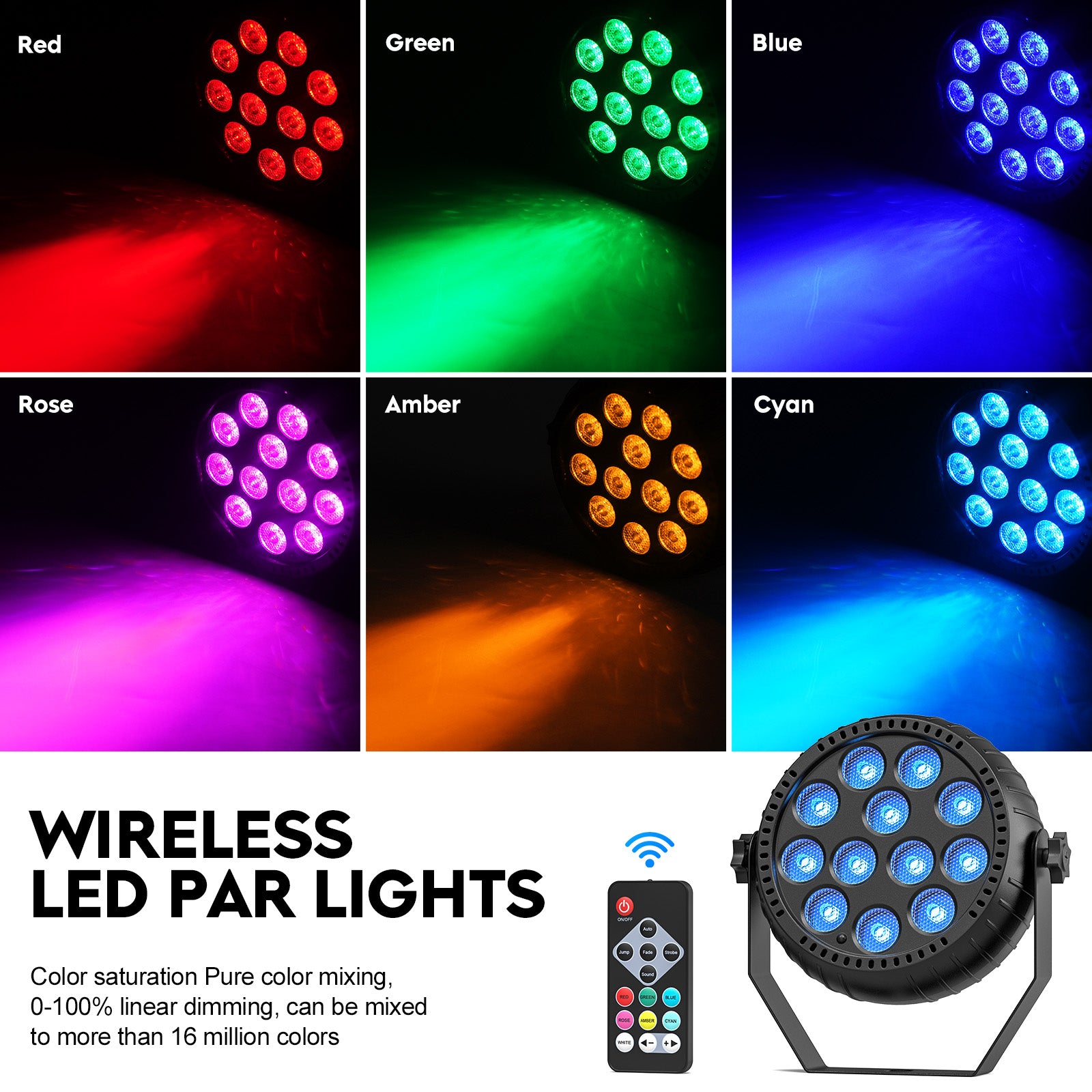50W Rechargeable RGB LED Par Can Lights – Wireless Battery-Powered Uplights for DJ, Stage, Wedding & Party (8-Pack)