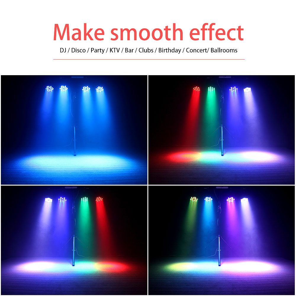 2Pack 36-LED RGB DJ Par Lights with Remote - DMX/Sound Sync for DJ, Wedding, Party, Club & Stage Lighting