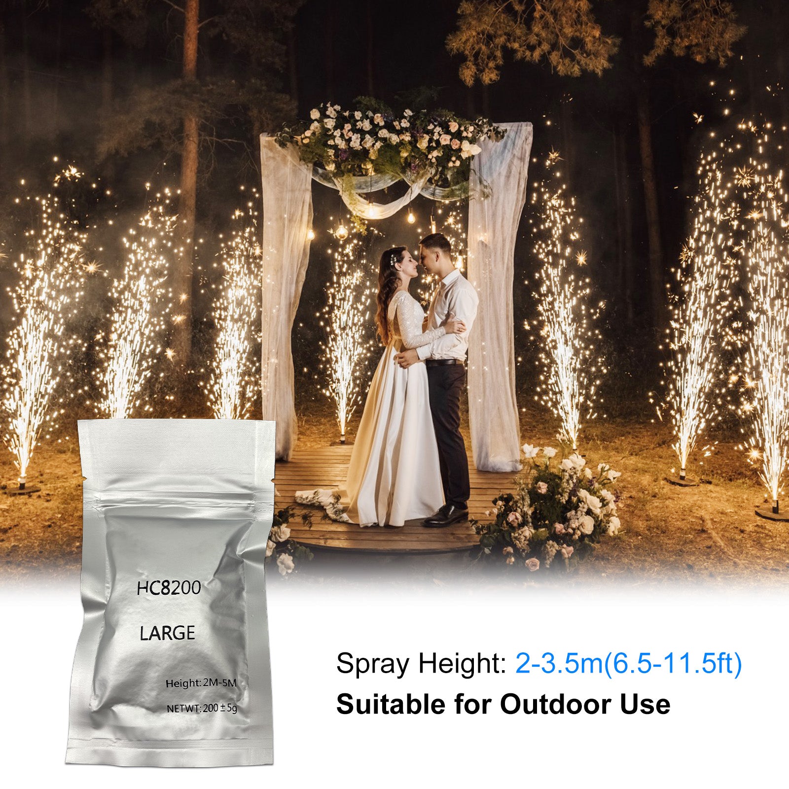 10Pack Cold Spark Machine Powder 2-5M Stage Effect for Wedding Party Show,200g/bag