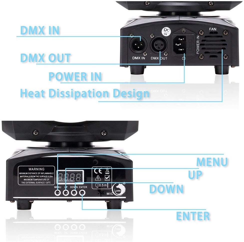 Indoor Hanging RGBW LED Sound Activated Moving Head Lights with Case(4 Count)