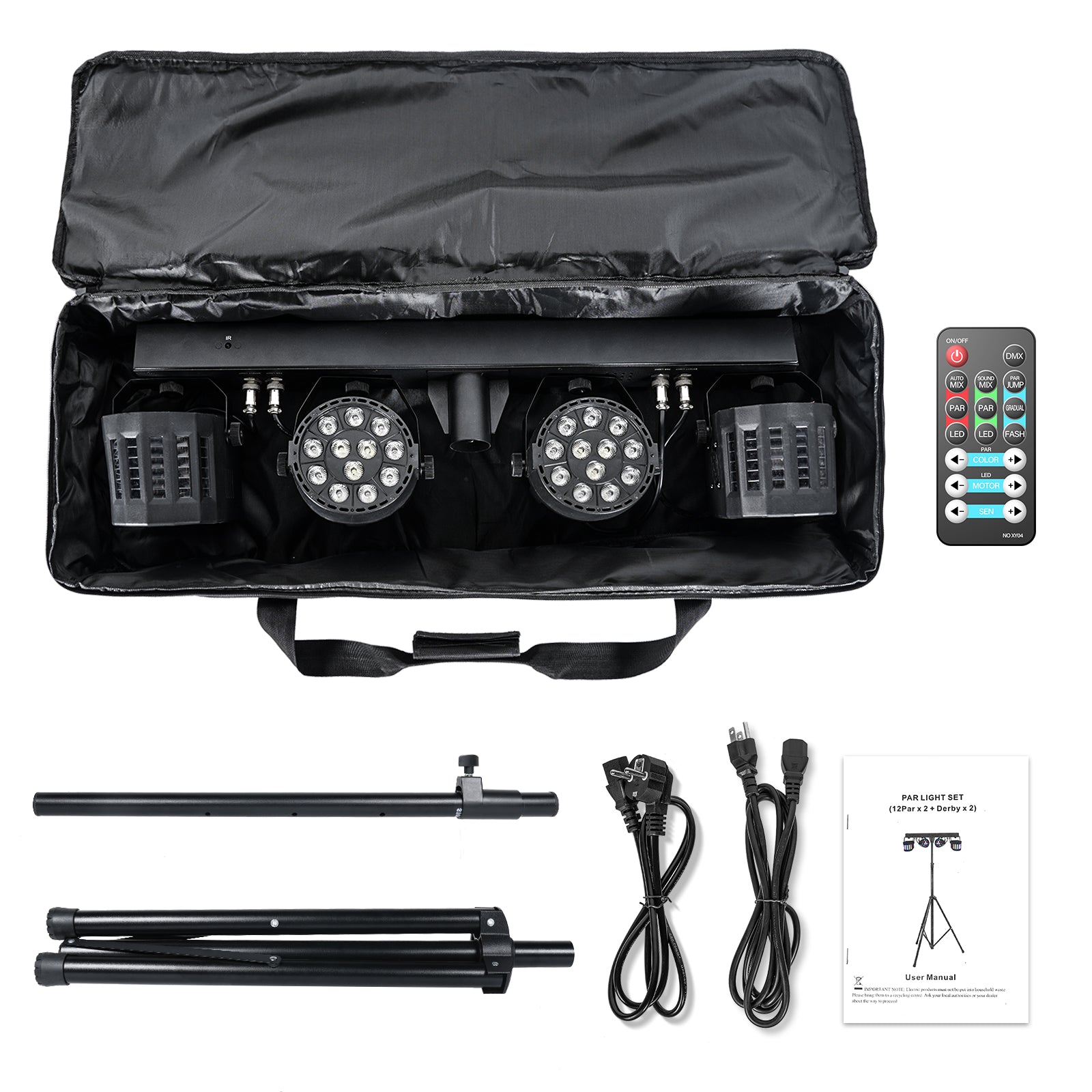 DJ Lights with Stand, 24PCS+8PCS RGBW Party Bar Light Set,Sound Activated LED Stage Lighting for Disco Wedding Halloween Christmas