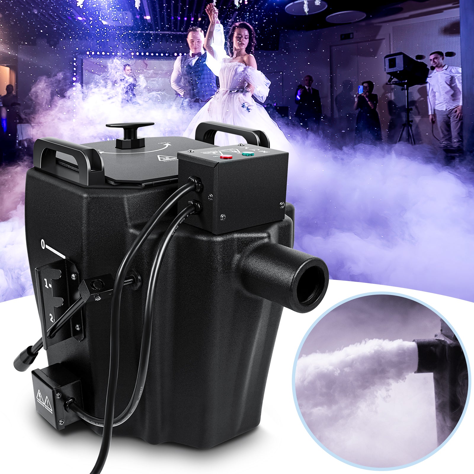 Dry Ice Machine 3500W Stage Low Lying Fog Machine Manual Control for Indoor Outdoor Wedding Bar KTV Party Club