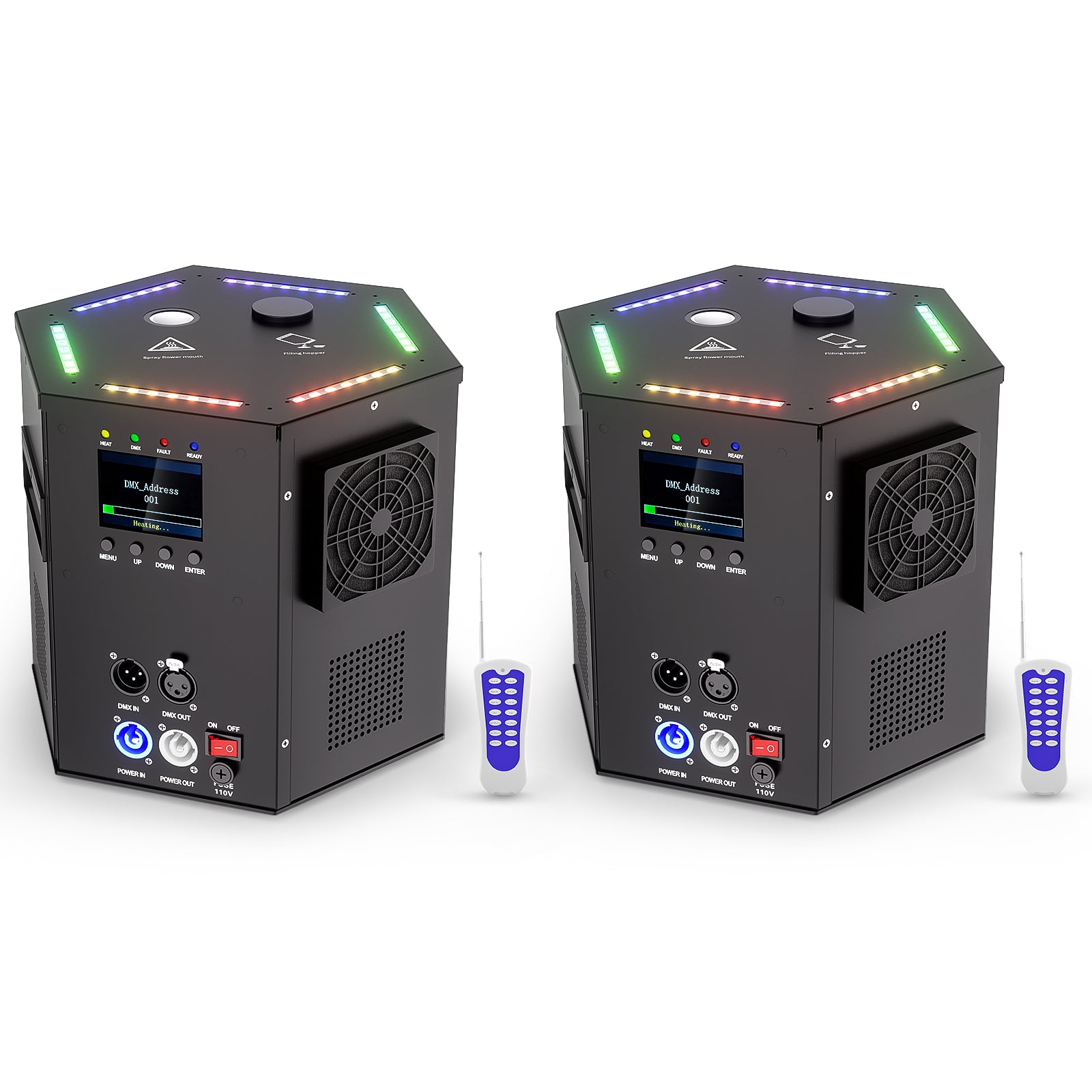 2Pack 1200W RGB LED Cold Spark Machine Firework Machine Stage Effect DMX for Wedding Party (Black)