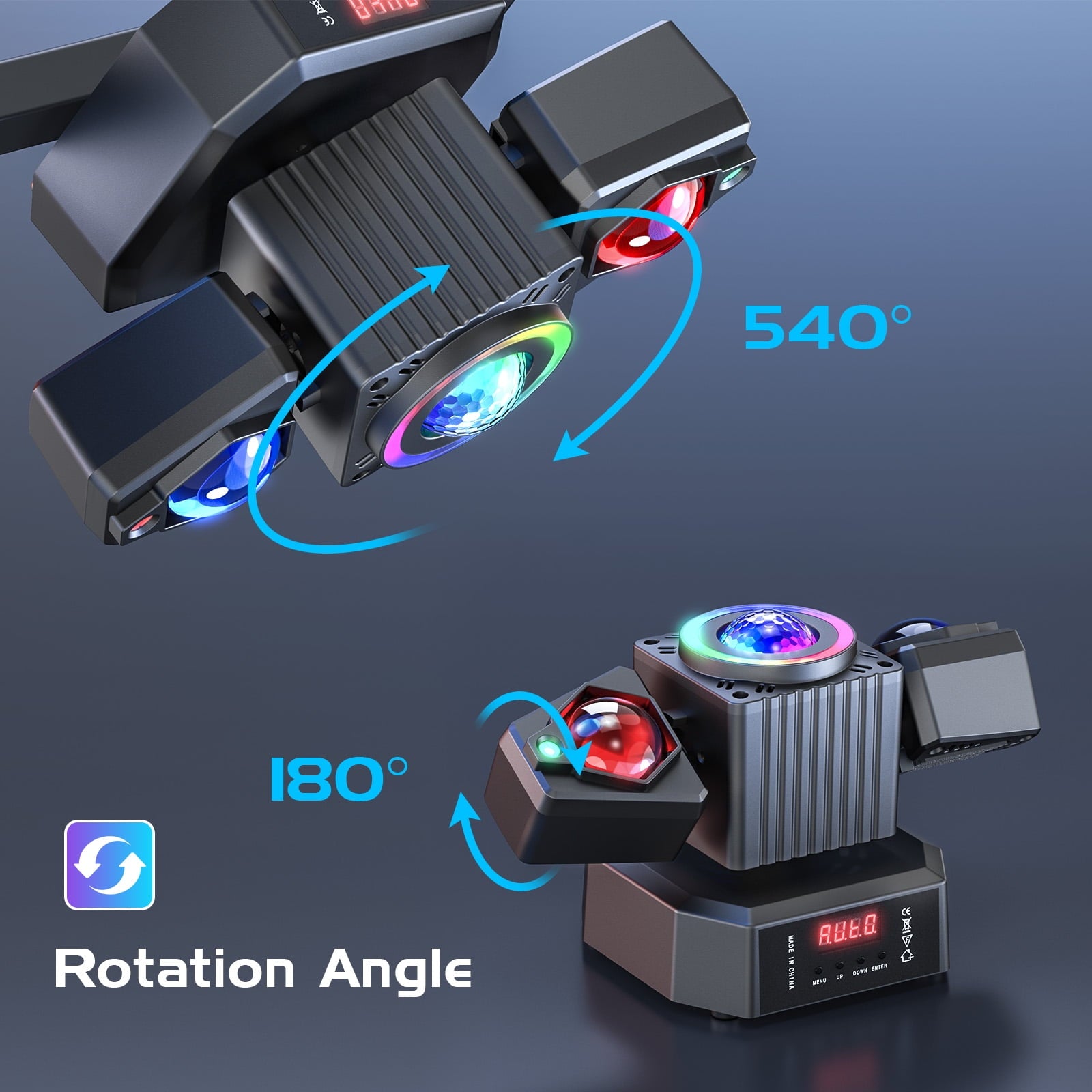 2-Arm Moving Head Light 105W RGBW LED Disco Stage Lighting Beam DMX for Party DJ