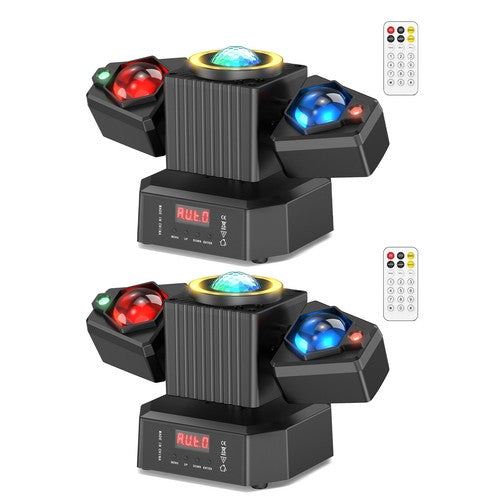 2-Pack 65W RGBW Dual-Arm Stage Light with Starry Effect - Remote/DMX512/Auto/Sound Control for DJ Parties & Events