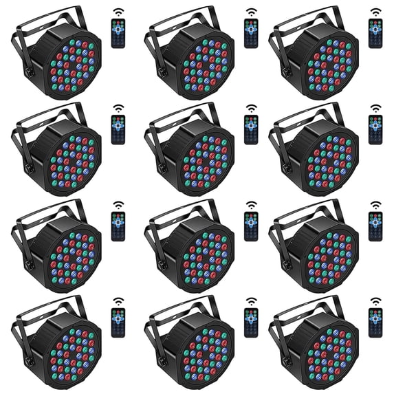 JAJALUYA 12Pack Stage Lights 36 LED Par Lights with Wireless Remote Sound Activated DMX Control for DJ Party Effect Lighting