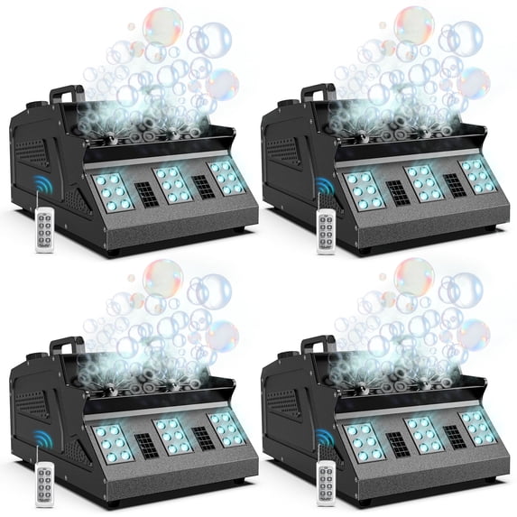 2000W Fog Bubble Machine with 18 RGB LED Lights, 3-in-1 Smoke & Bubble Maker for Party, Halloween, Wedding 4 Pack