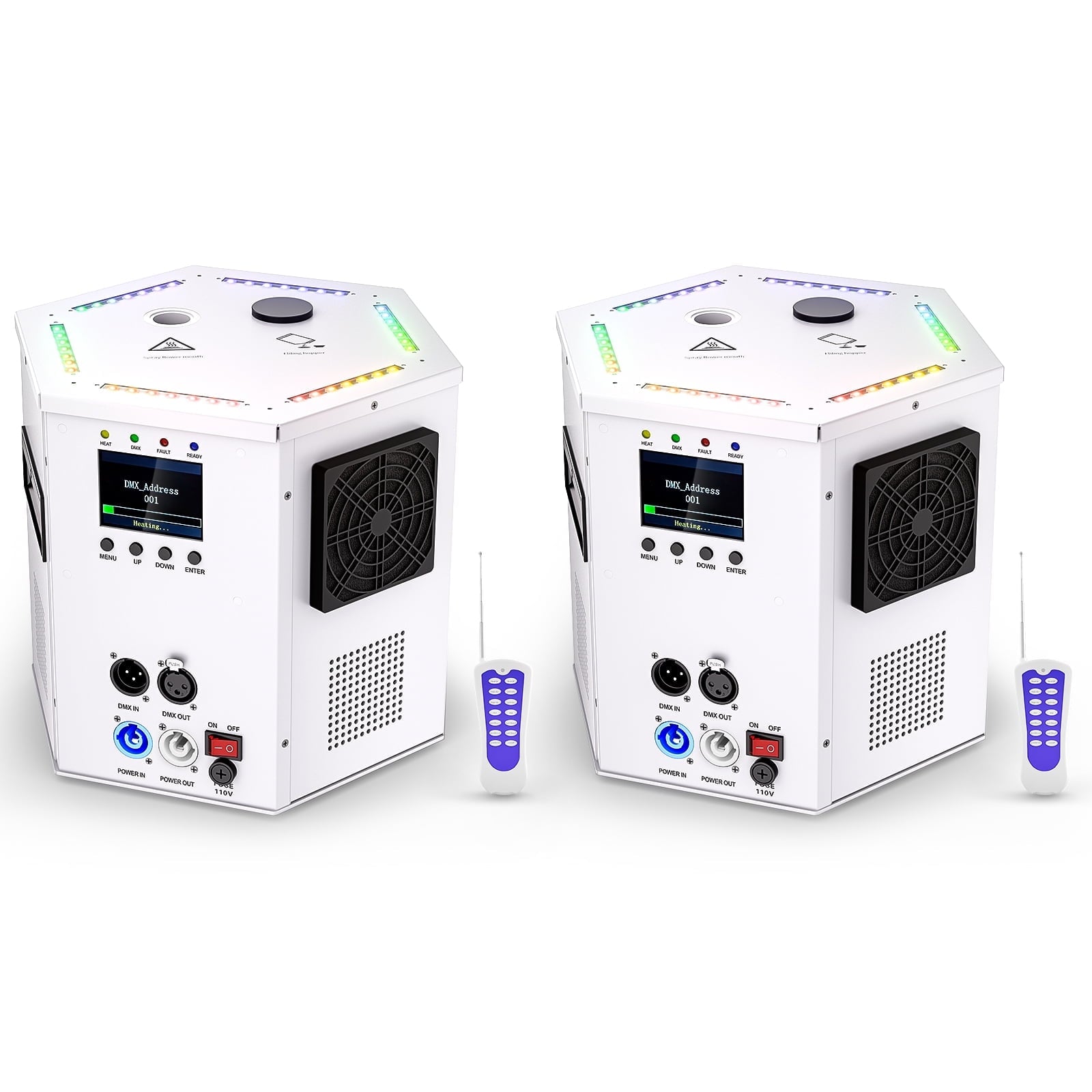 2Pack 1200W RGB LED Cold Spark Machine Firework Machine Stage Effect DMX for Wedding Party (White)