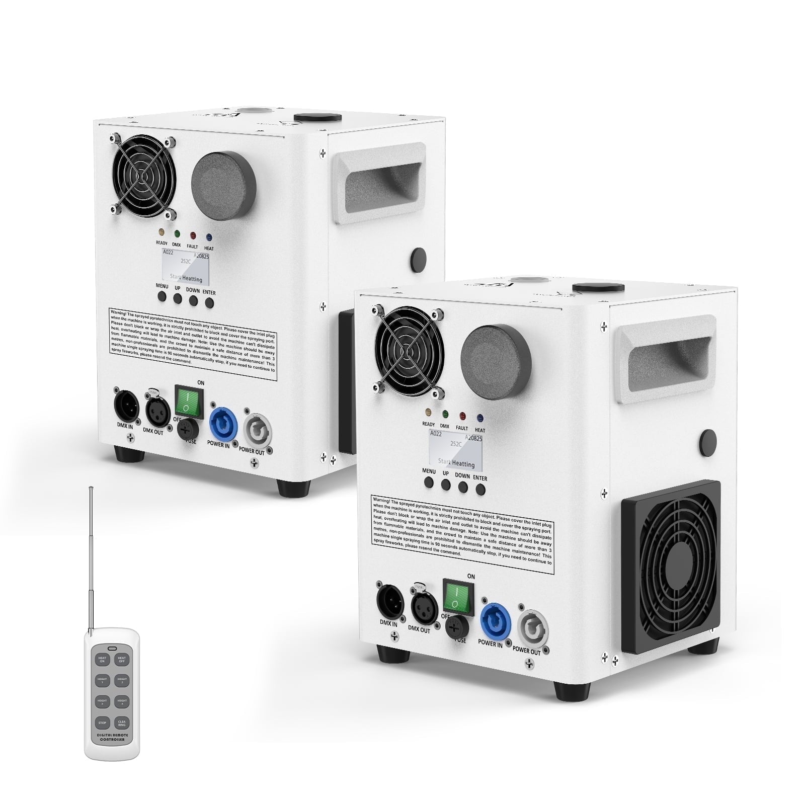 2Pack 800W Cold Spark Machine Spraying Electronic Flower Effect Machine w/ Remote Control DMX512 for Wedding Musical (White)