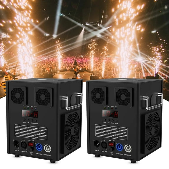 2Pack Cold Spark Machine DMX Firework Machine 3-16ft Adjustable for Wedding Stage Party DJ Disco, Black