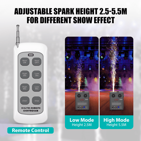 Wondnuga 700W Cold Spark Machine DMX512 Firework Machine Flame Machine 3-16ft Adjustable for Wedding Stage Party DJ Disco,Black 1Pack