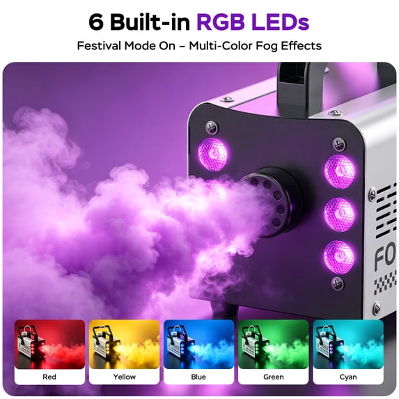 JAJALUYA 400W Fog Machine RGB LED Halloween Smoke Machine Stage Lighting Effect with Remote Control Fog Machine for Party Halloween Wedding DJ Show Concert Bar