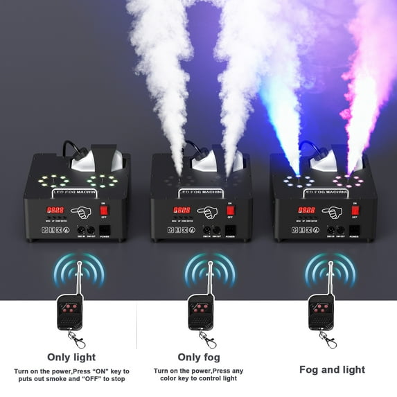 Smoke Machine Fog Machine 2000W Double-tube Adjustable DMX512 RGB 3-in-1 Led Stage Smoke Machines for Party/ Wedding/ Stage