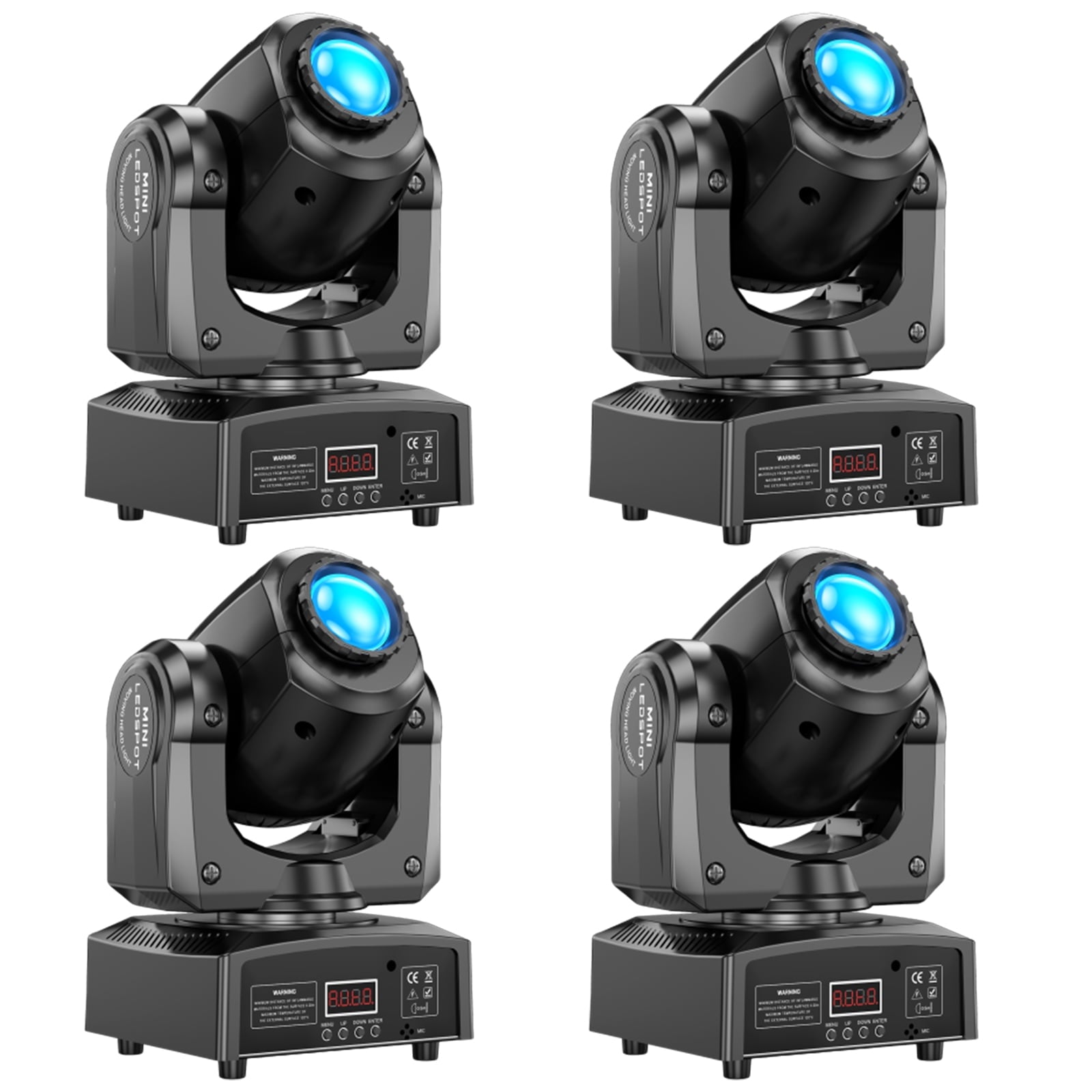 4-Pack Moving Head LED DJ Party Light, RGBW 8 Pattern Shake Disco Light with Remote and Control Sound Activated Spotlight for Church Wedding Live Show,Black