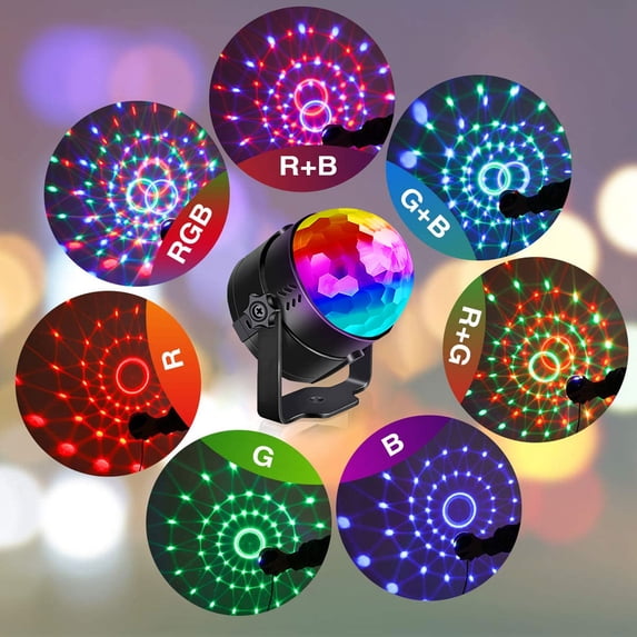 JAJALUYA Disco Ball Light - Sound Activated DJ Party Light w/ Remote, Black - Stage, KTV Lighting